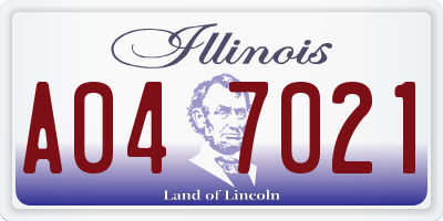 IL license plate A047021