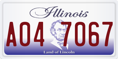 IL license plate A047067