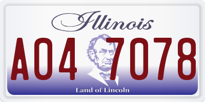 IL license plate A047078