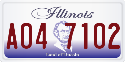 IL license plate A047102