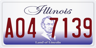IL license plate A047139