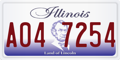 IL license plate A047254