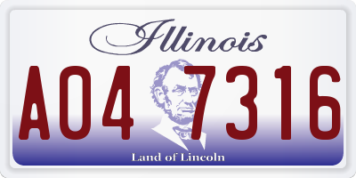 IL license plate A047316