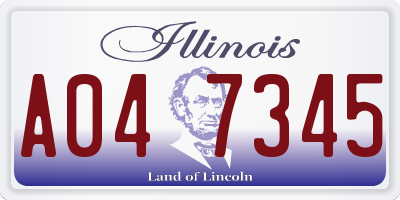 IL license plate A047345