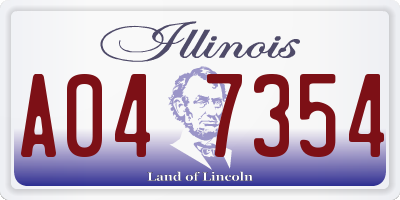 IL license plate A047354