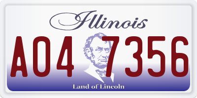 IL license plate A047356