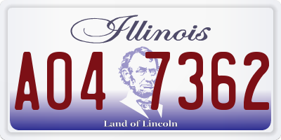 IL license plate A047362