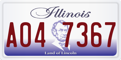 IL license plate A047367