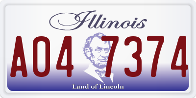 IL license plate A047374