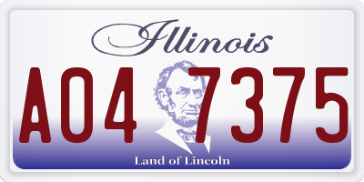 IL license plate A047375