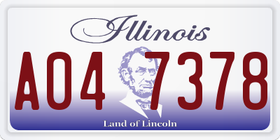 IL license plate A047378