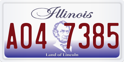 IL license plate A047385