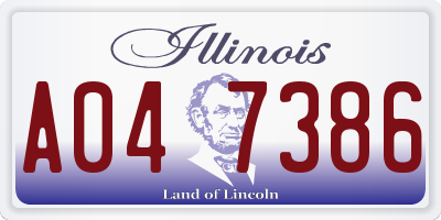 IL license plate A047386