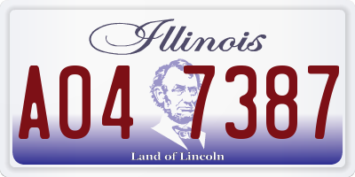 IL license plate A047387
