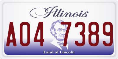 IL license plate A047389