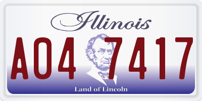 IL license plate A047417