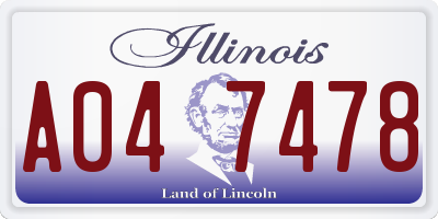 IL license plate A047478