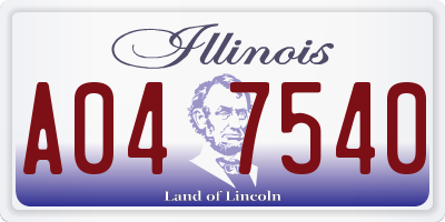 IL license plate A047540