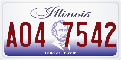 IL license plate A047542