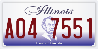 IL license plate A047551