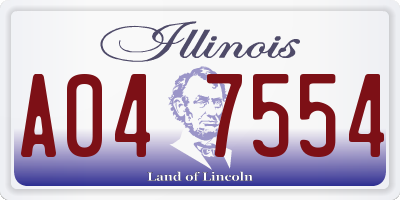 IL license plate A047554
