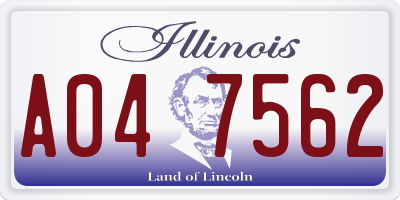 IL license plate A047562
