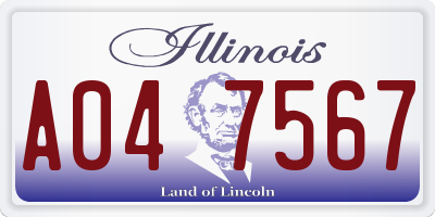 IL license plate A047567