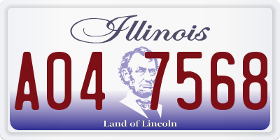 IL license plate A047568