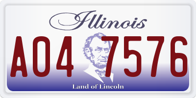 IL license plate A047576