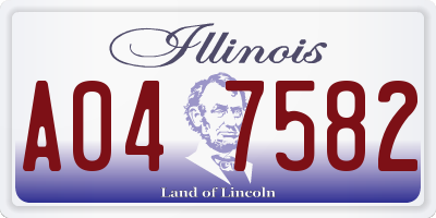 IL license plate A047582