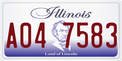 IL license plate A047583