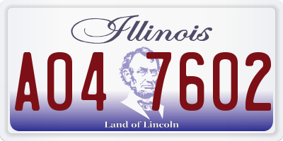 IL license plate A047602