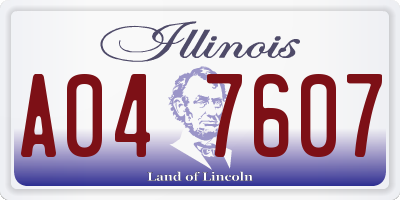 IL license plate A047607