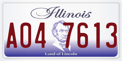 IL license plate A047613