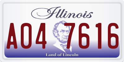 IL license plate A047616