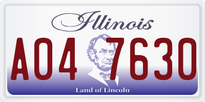 IL license plate A047630