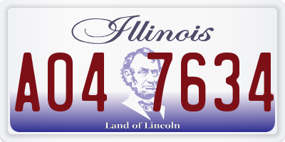 IL license plate A047634