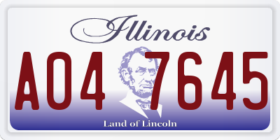 IL license plate A047645