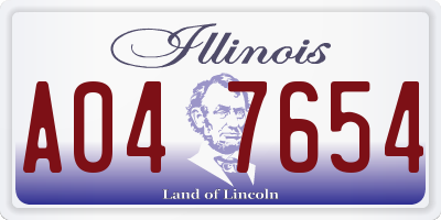IL license plate A047654