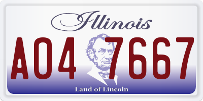 IL license plate A047667