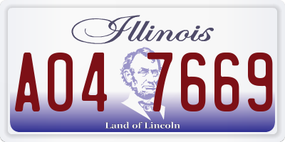 IL license plate A047669