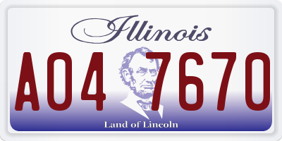IL license plate A047670