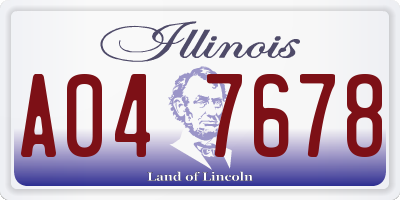 IL license plate A047678