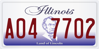 IL license plate A047702