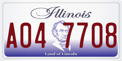 IL license plate A047708
