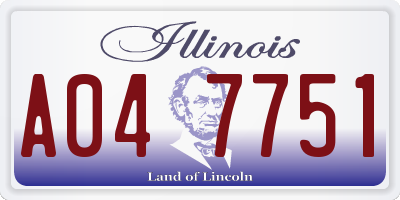 IL license plate A047751