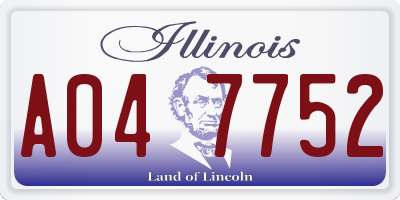 IL license plate A047752