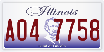 IL license plate A047758