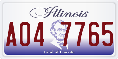 IL license plate A047765