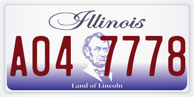 IL license plate A047778